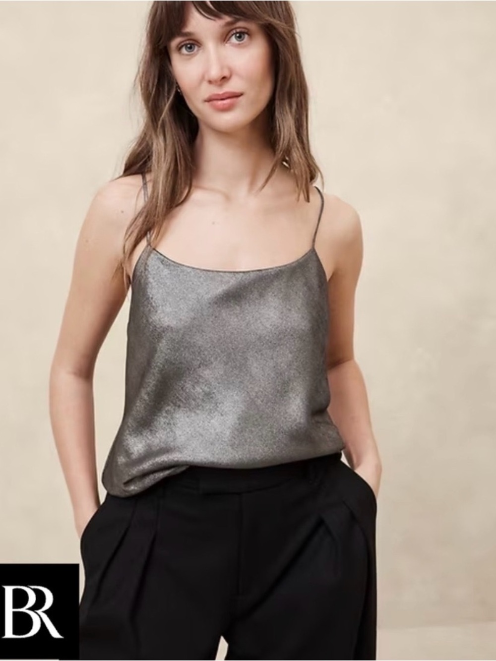 NWT Banana Republic Shimmery Silver Satin Camisole
